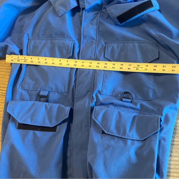 Vintage Red Head Bone Dry Hunting Jacket Heavy Canvas Hooded Size L Blue - Picture 3 of 12